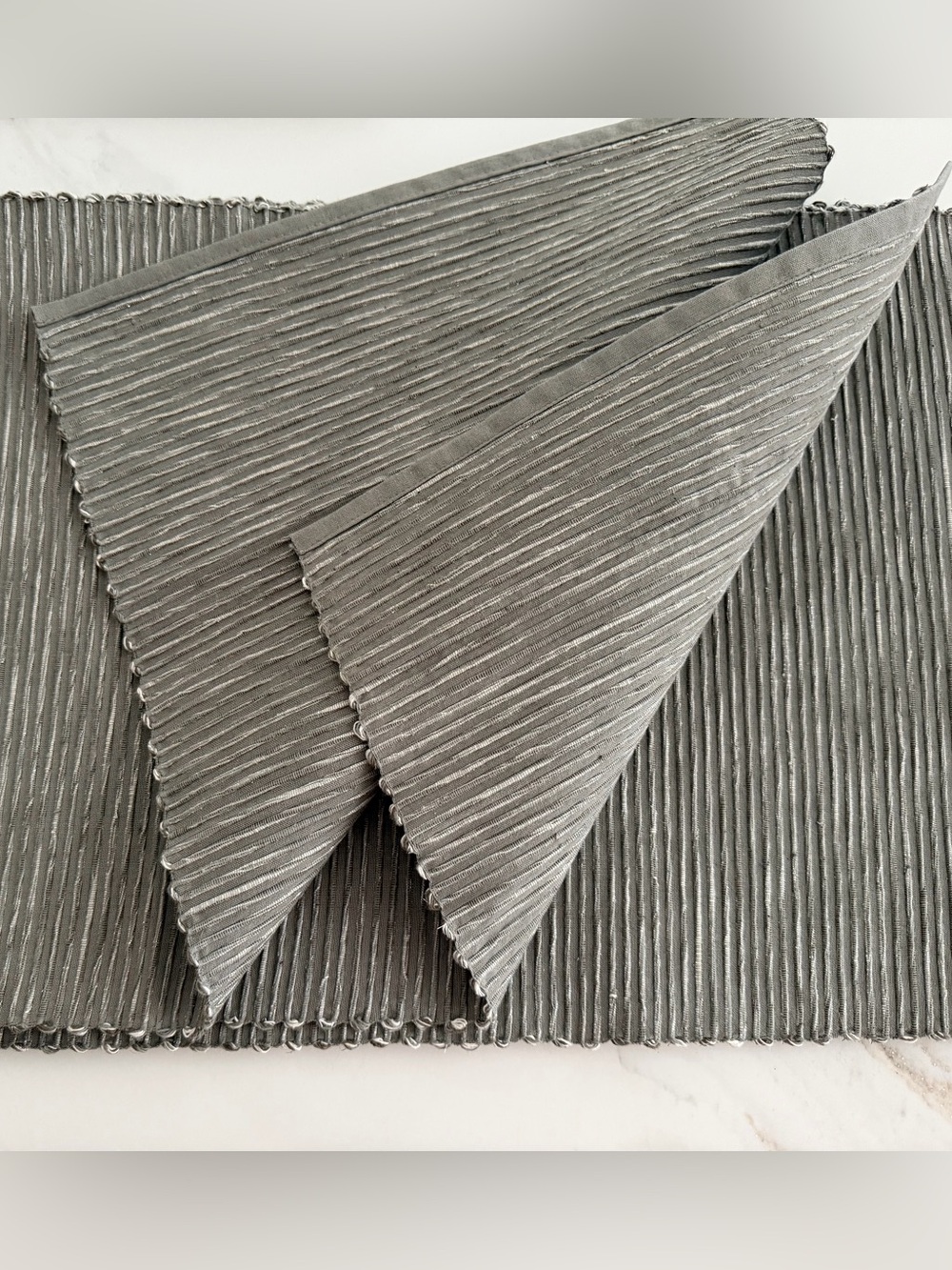 Grey Ribbed Placemats - Picture 2 of 2